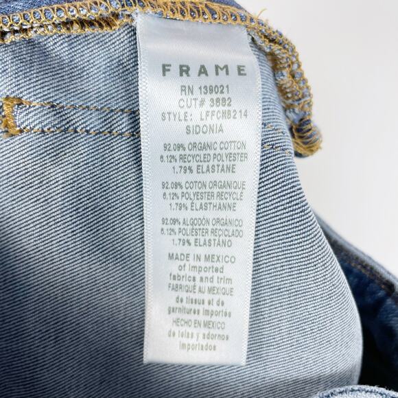 Frame Le Francoise Jeans Mid Rise Cropped Sz 26 Sidonia Blue Side Zipper - Picture 8 of 9
